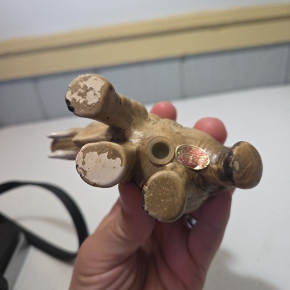 Vintage Porcelain Grey Tan Trunk Up Elephant Salt Shaker Japan Good Luck - Picture 10 of 12